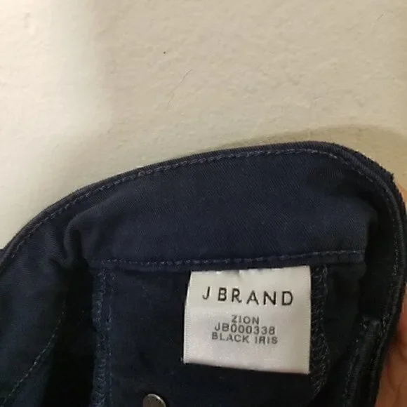 J Brand ZION Blue Velour Velvet Stretch Jeans Size 28 - Picture 8 of 9